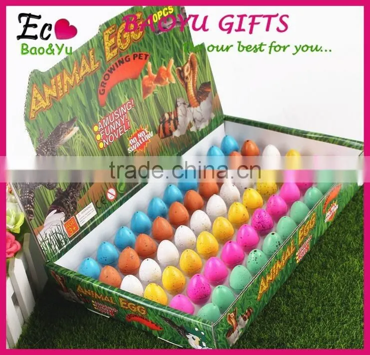 60pcs/box Hot Sale Children Educational Toy Animal Hatching Dinosaur Eggs Toy Growing Fracture Water Eggs