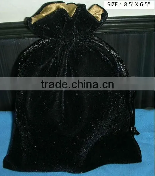 Cosmetic velvet pouch bag with drawstring