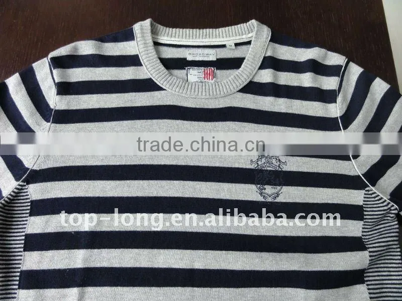 100%cotton stripe men's pullover sweater