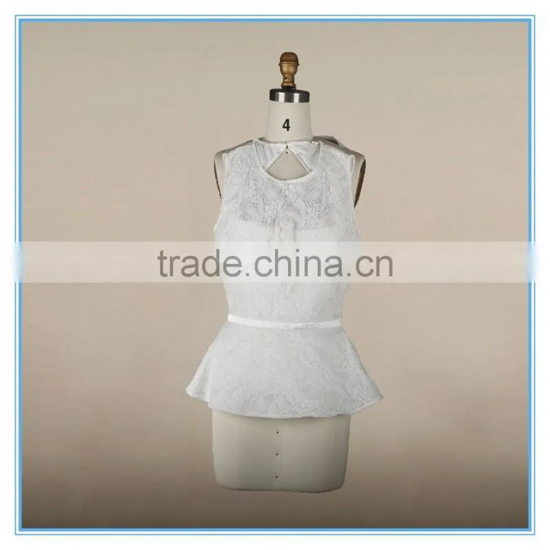 Full Lace Latest Fancy Tops Girls With Peplum Sweep