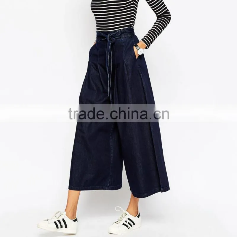denim wide leg ninth length new model jeans pants for female