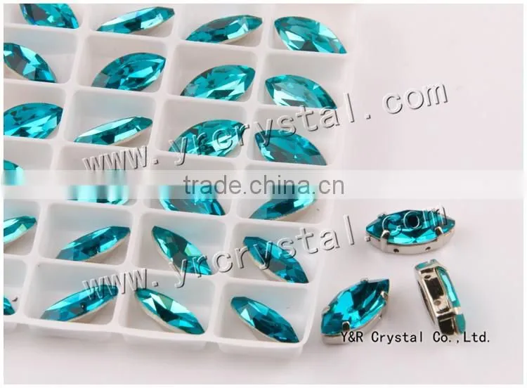 Navette crystal fancy stone 5*10mm,7*15mm, 9*18mm blue zircon crystal rhinestone