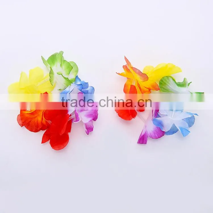Hawaii Flower Necklaces Hula Lei Garland Set Headband Wristband For Party Dance