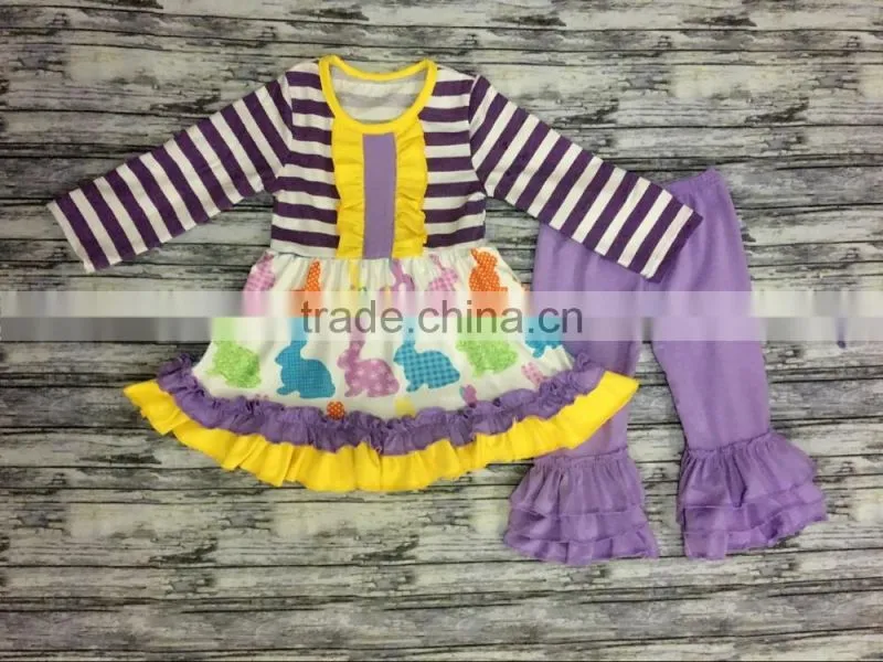 Baby clothes Easter egg printed outfit top dress with short ruffles set for Easter day