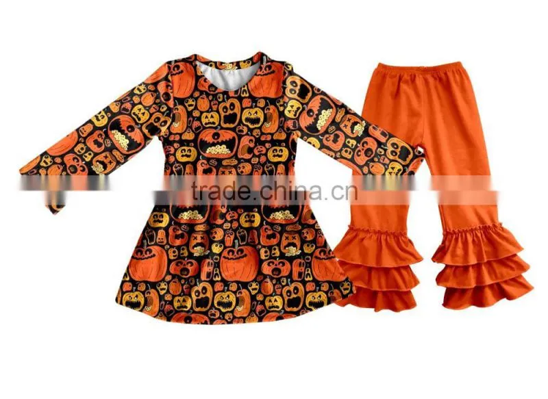 Newest Toddler ruffle pants Children Boutique Halloween Clothing Sets Kids Outfits Fall Baby Girl Clothes