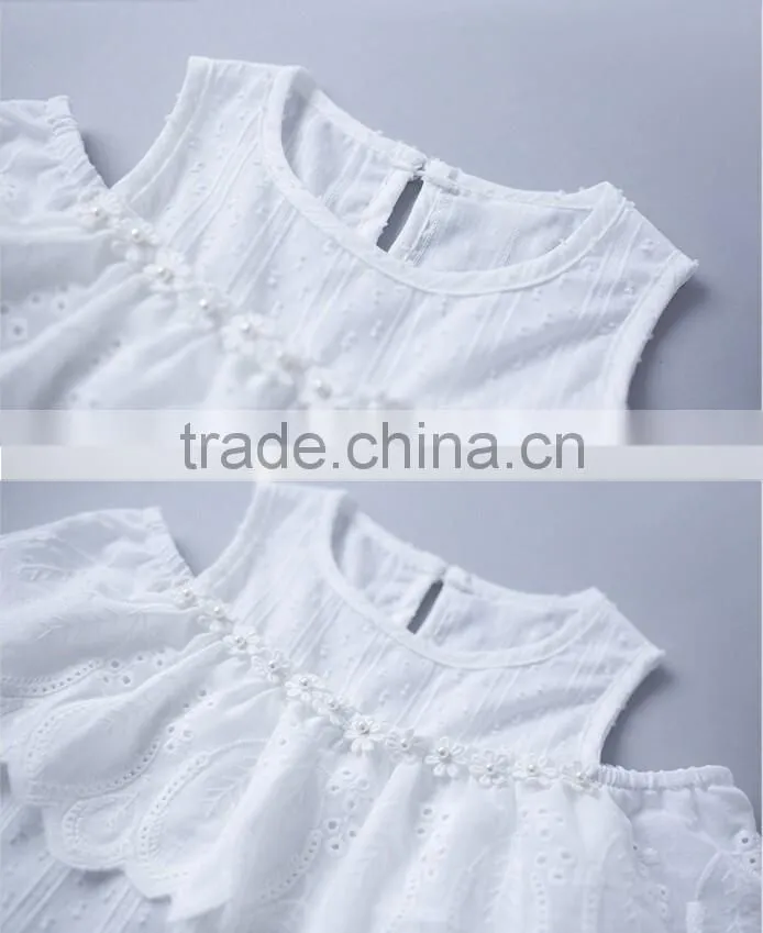 Wholesale Children Off Shoulder Full Blouse Design Solid Color Shirts Baby Girls New Style Lace Shirt