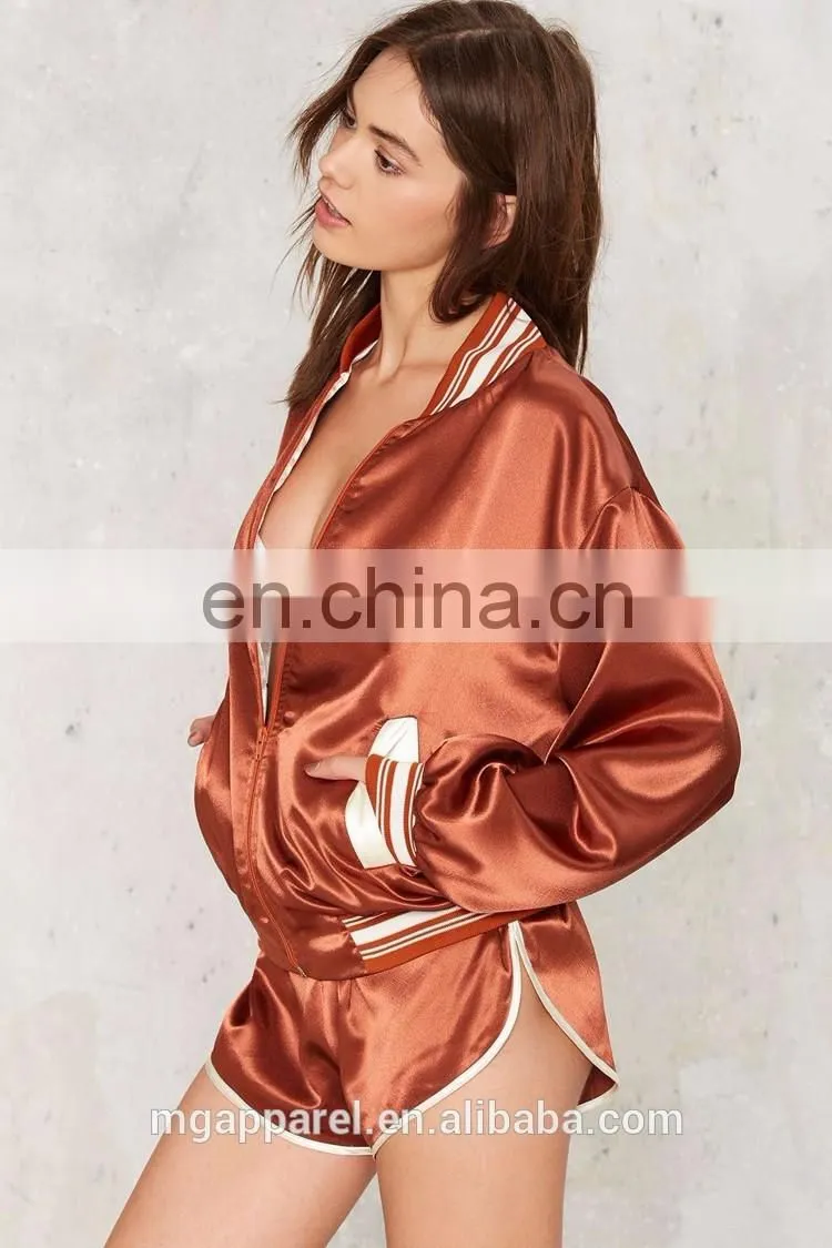 China clothing manufacturer custom lady embroidered bomber jacket