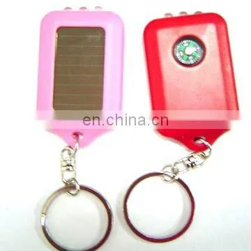 3led black color solar light keychain flashlight
