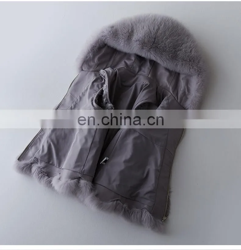 2017 New Fashion Real Fox Fur Geilt High Quality Fur Vest With Hood