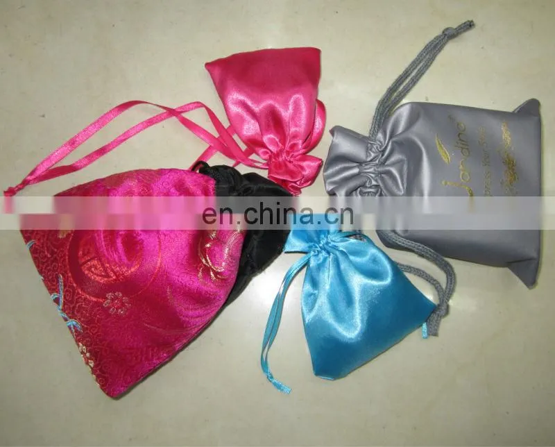 customized satin drawstring bags soft satin drawstring gift pouch