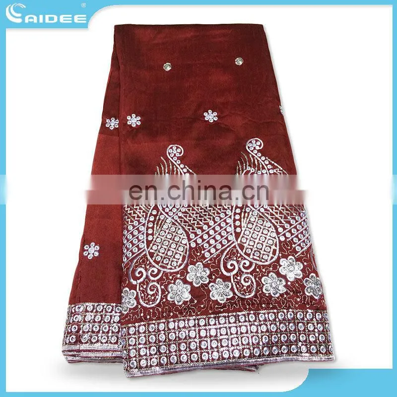 The design of the high quality African George lace fabric red color wedding dress Gr157904