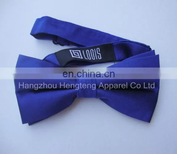 Pre tied 100% Silk Bow Tie with Solid Blue Color