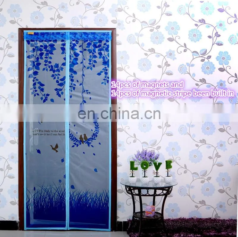 OEM&ODM Printing Magnetic screen door with top lace