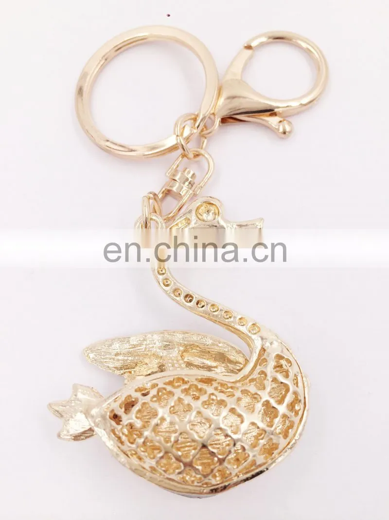 Swan Goose Keyring Animal Lovely Rhinestone Crystals Purse Bag Key Chain