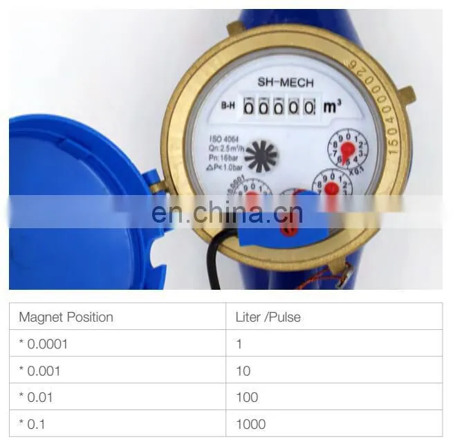 China supply multi jet dn 20 brass water flow meter with water meter pulse sensor