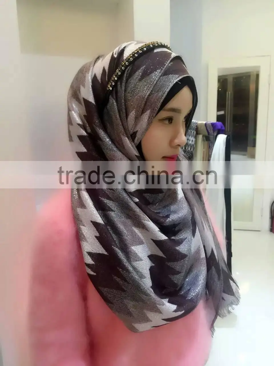 New silver 180*70cm big size long islmaic MUSLIM SCARF cotton and linen fabric