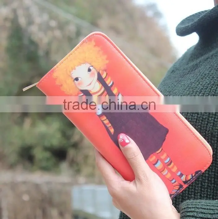 Graffiti Women leather wallet women wallets brand design Fashion designer purses for women