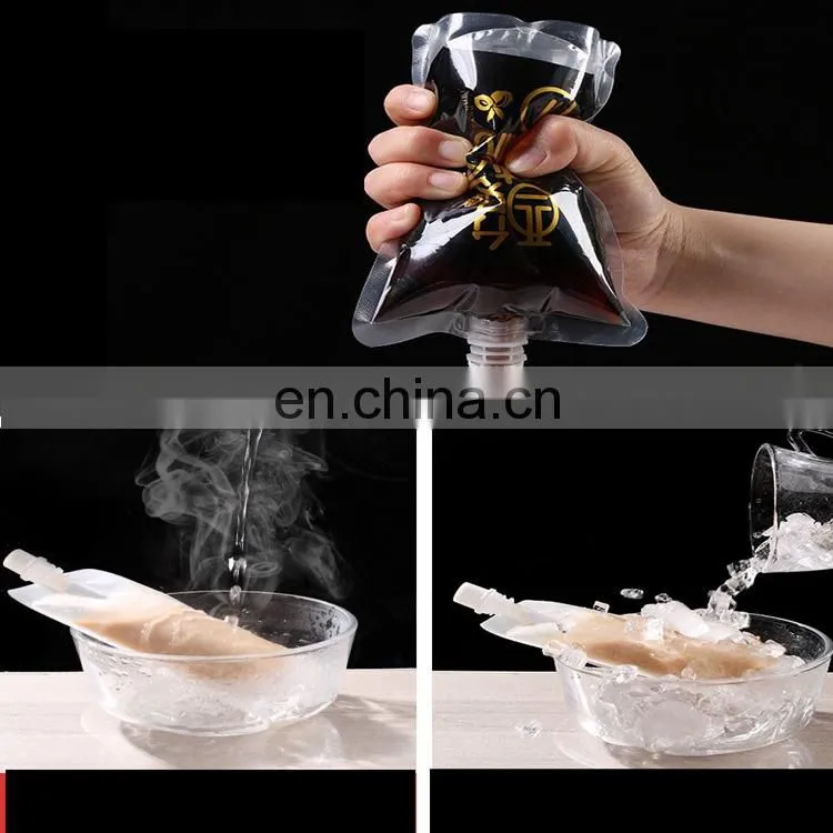reusable doypack plastic stand up spout pouch liquid drink water in plastic double ziplock bag