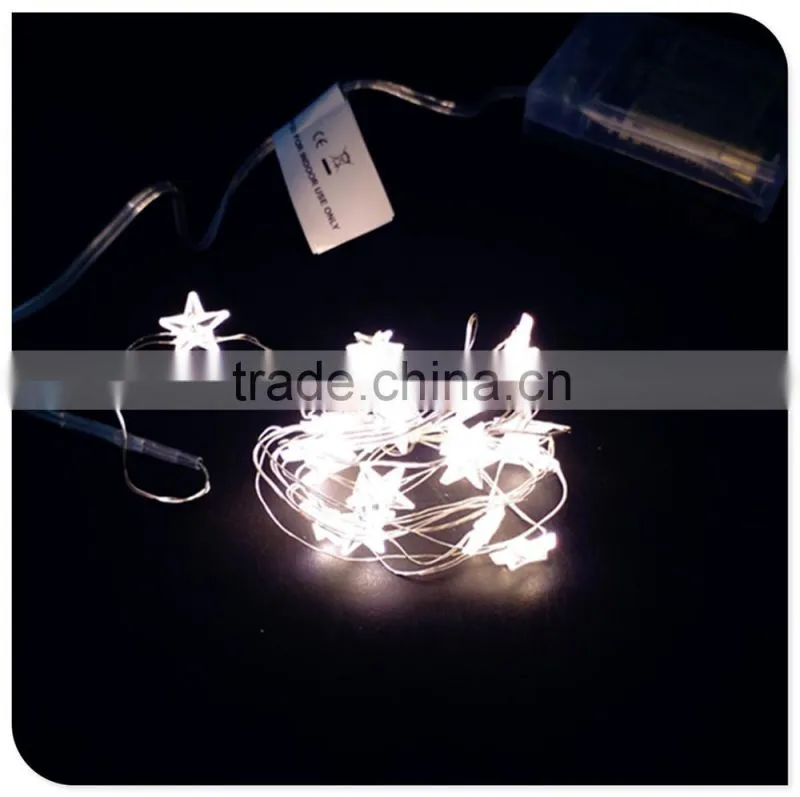 battery operated warm white copper wire with little stars mini led christmas lights