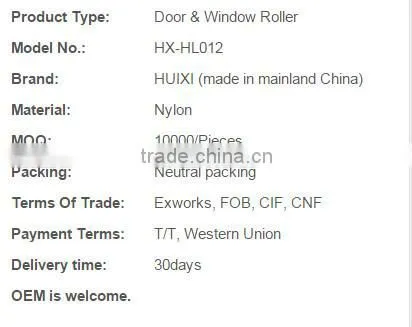 HL012 good quality nylon rollers for sliding doors closet