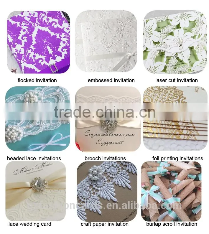 2016 Hot Sale White Lace Cut Pocket Classical European Style Wedding Invitations