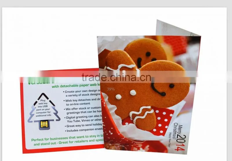 2014 New China products for sale Best Christmas gift paper greeting webkey card