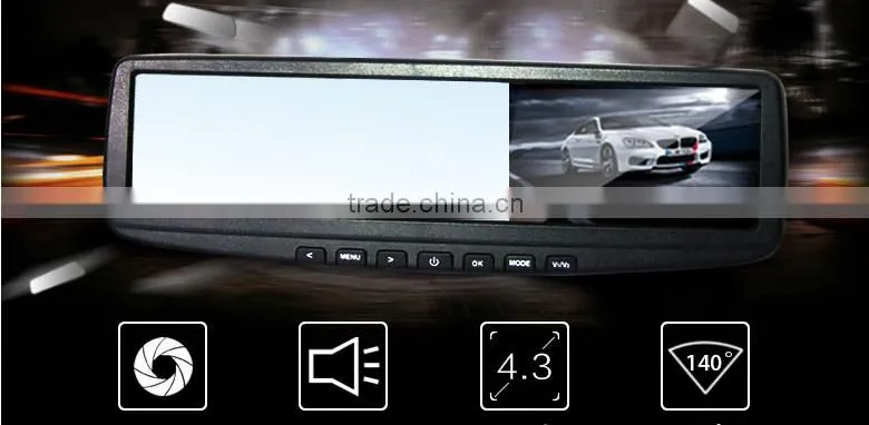 Car rearview mirror Car Dedicated DVR with 4.3 inch HD LCD display