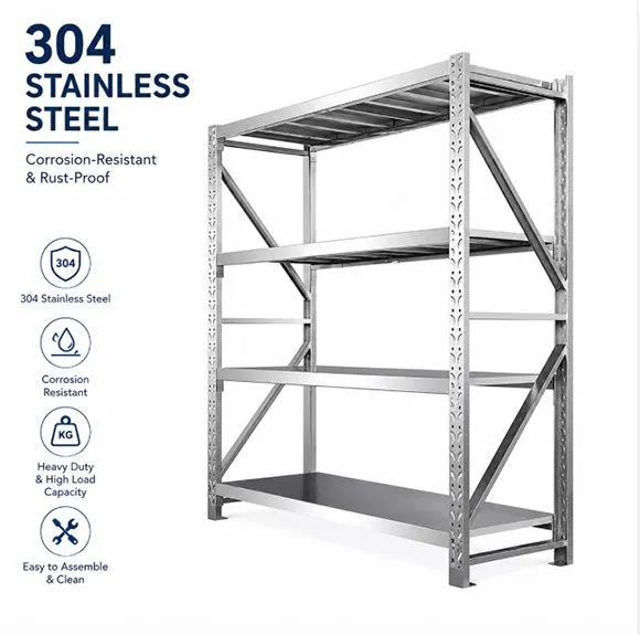 304-stainless-steel-cold-room-shelving-4-tier-corrosion-resistant-heavy-duty