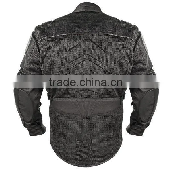 Men's Cordura Touring Motorcycle Jacket - Black with Red