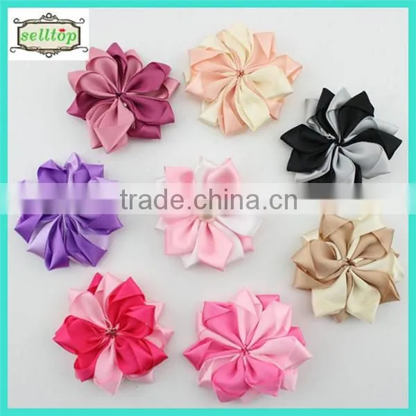 6cm satin ribbon handmade flowers for baby clothes