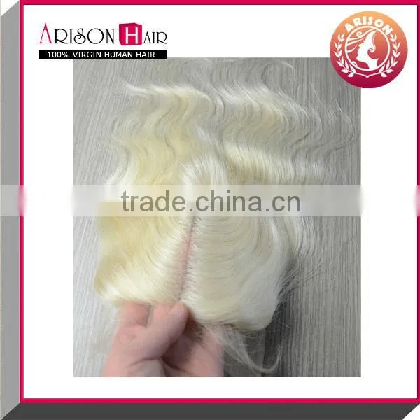 Grade AAAA high quality virgin brazilian hair blonde silk base closure