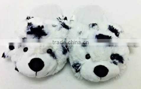 dog head plush slippers/winter bedroom animal shoes/plush dog slippers for kids
