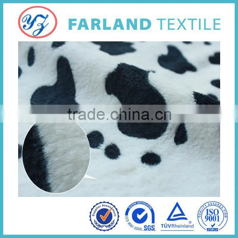 waterproof fabric printed cow pattern pv plush