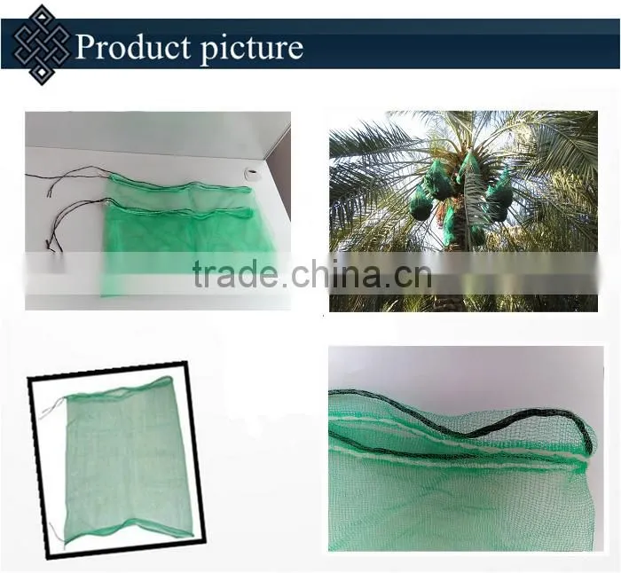 Wholesale green drawstring date palm tree mesh bag