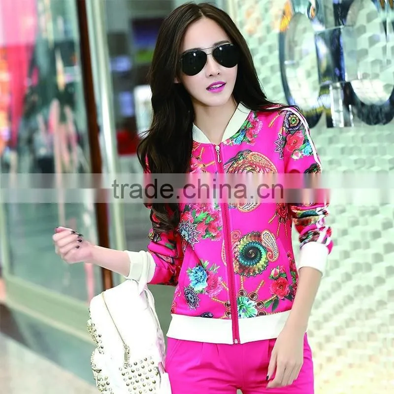 Nice hot sale women Pink sports suit,women jogging suit, women nice wear