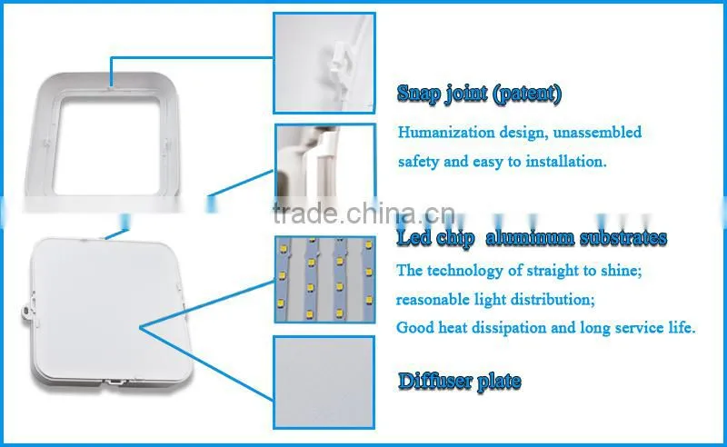 2015 high square flat led drop ceiling light panels