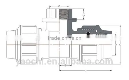 pp compression fitting female reducing tee with ring