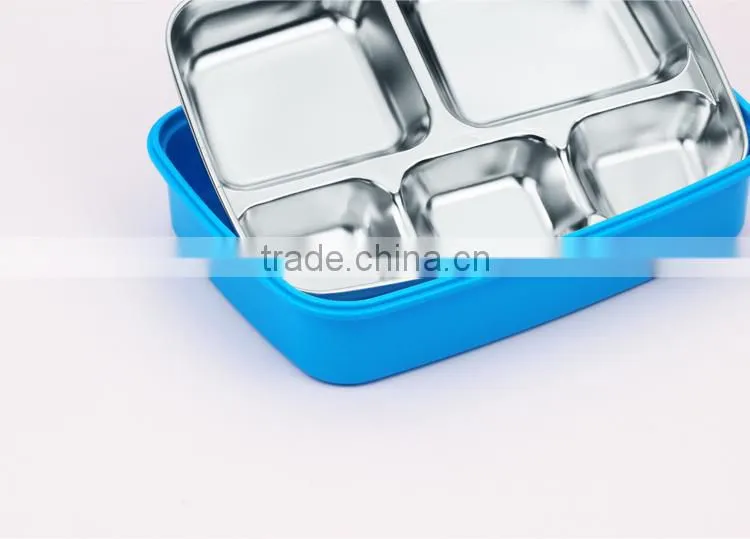 take away stainless steel metal body covered with PP plastic food storage container set
