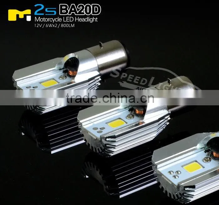 SpeedLight High Brightness 12V 6W 800LM BA20D LED Bulb 12V Replacement Motorcycle lamp 12V 35/35W BA20D