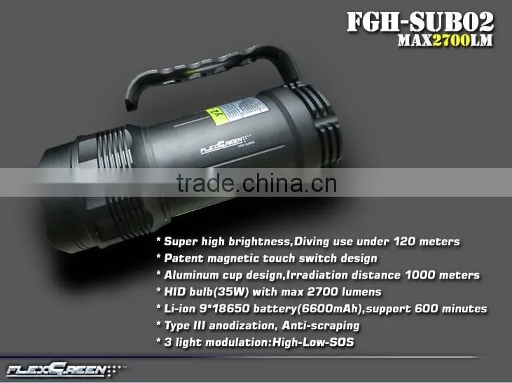 HID handhold rechargeable diving light torch