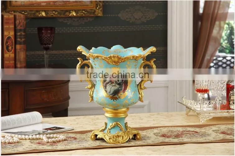 Antique brass European porcelain flower pots for home deco
