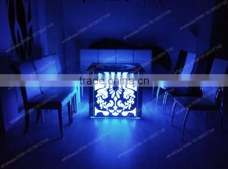 led tables have 16 colors and 12 seaters wedding table and chairs decoration