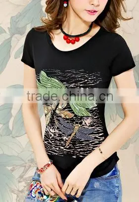 Summer wear the new women's clothing cultivate one's morality cotton T-shirt printing big yards short sleeves of tee shirt