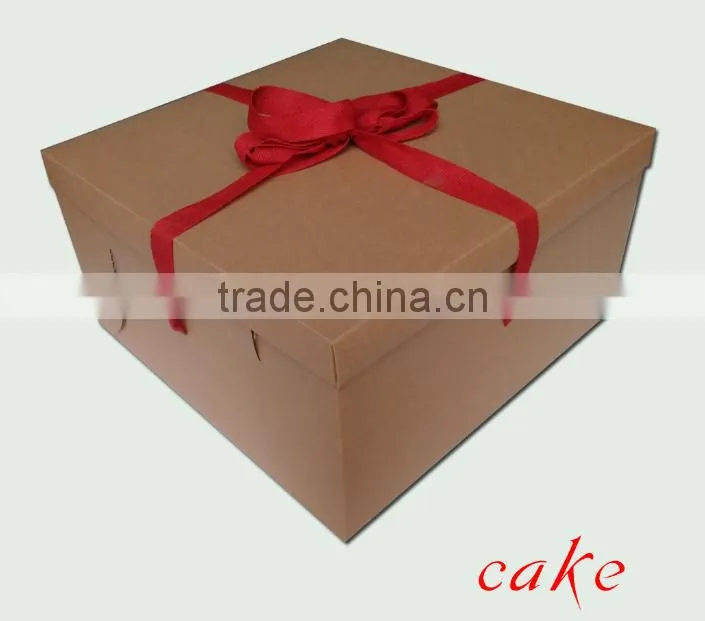 6/8/10 inch kraft paper packaging cake box,paper cake box with handle