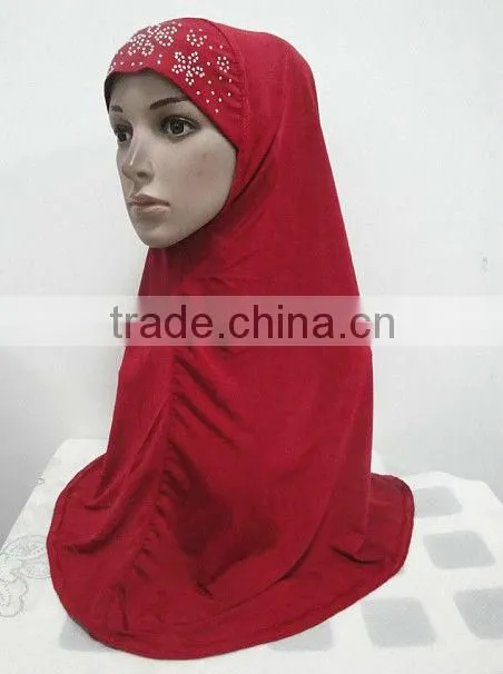 H110 latest muslim hijab with flower rhinestone design on back