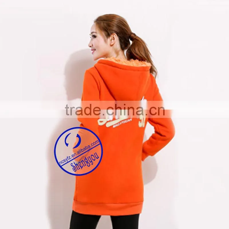 Wholesale womens cheap extra long applique hoodie