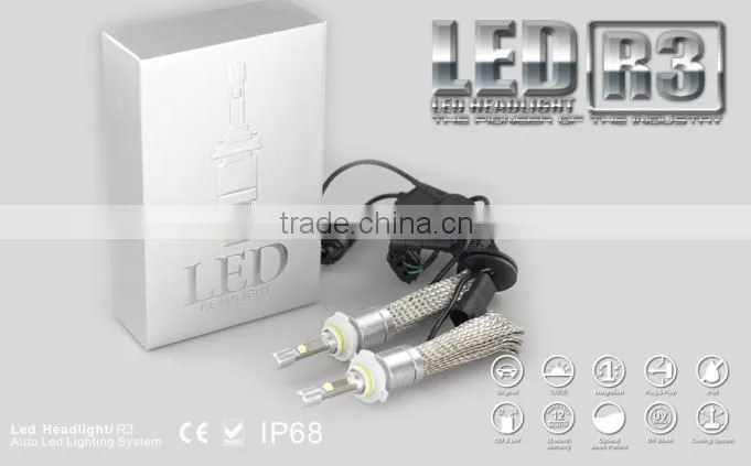 New generation R3 LED headlight 9005 Copper Heat Dissipation Belt Fanless 4800lm R3 led headlight 9005