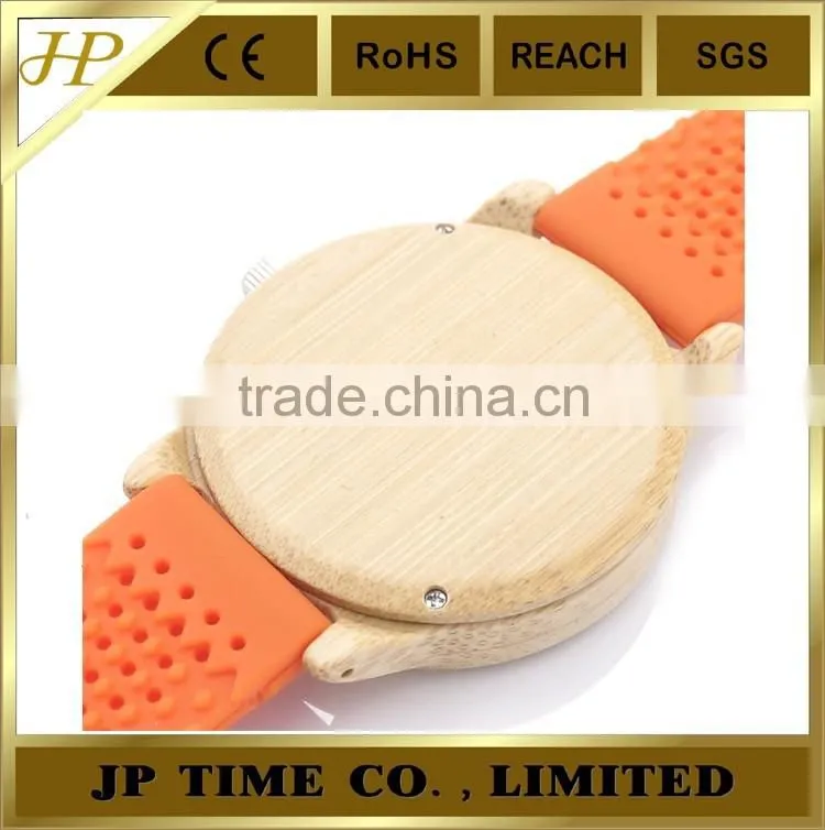 Bamboo Wooden Watch Cloth Dial Soft Silicone Band Quartz hot Watch
