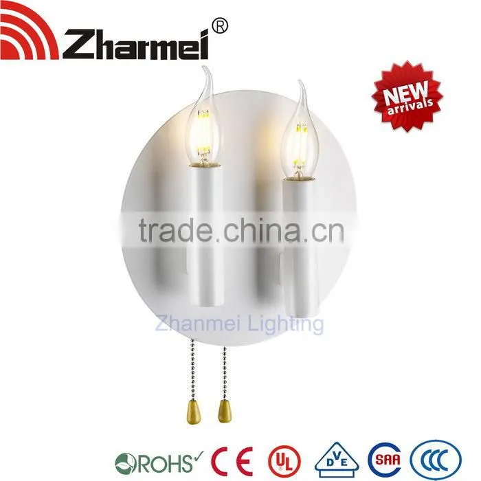 Two Rope Pull Off candle Modern E14 Wall Lamp,bedside lamp