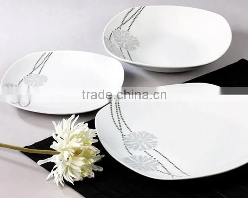 Square ceramic dinnerware set with decal,dinner ware plate sets